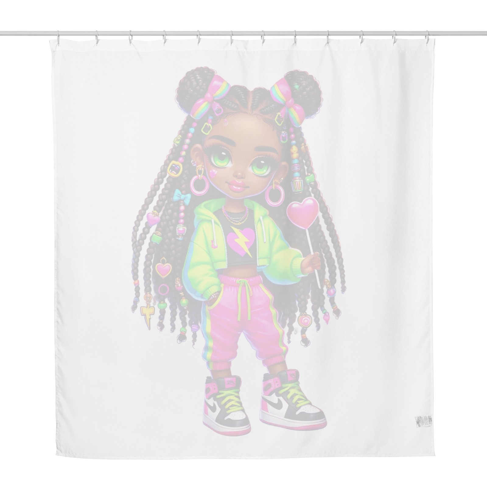 Dash Fruity Green Shower Curtain - Image 2