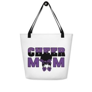 Cheer Mom (Purple) All-Over Print Large Tote Bag