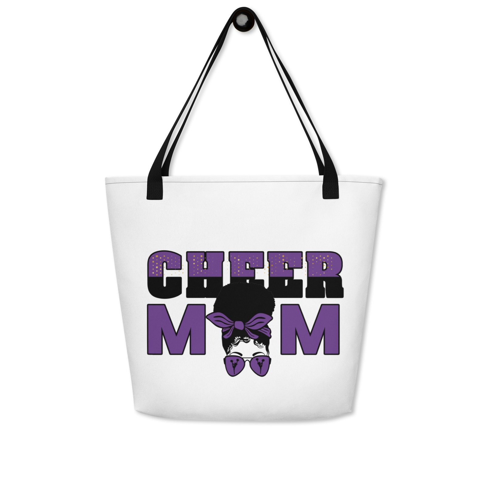 Cheer Mom (Purple) All-Over Print Large Tote Bag